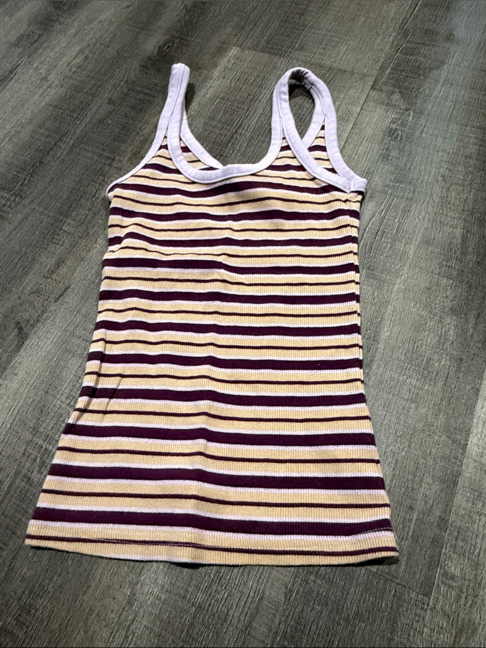 aerie Ribbed Stripe Tank Top in Cream and Purple